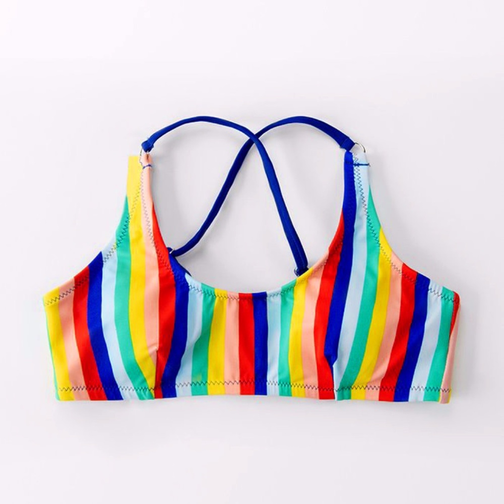 CUPSHE Rainbow Crisscross Back Bikini Top